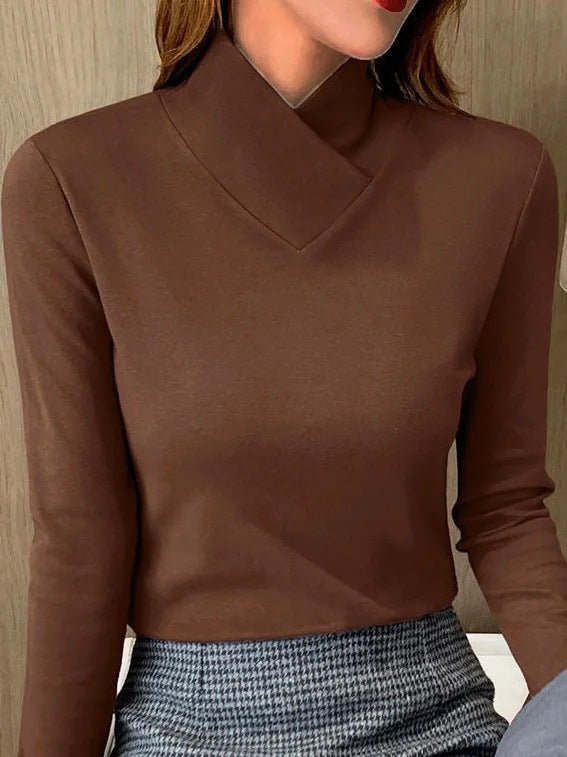 Women's Turtleneck Sweater with Long Sleeves and High Collar