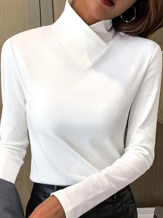 Women's Turtleneck Sweater with Long Sleeves and High Collar